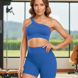 Conjunto Feminino Fitness Top Ombro Único Academia | Anier