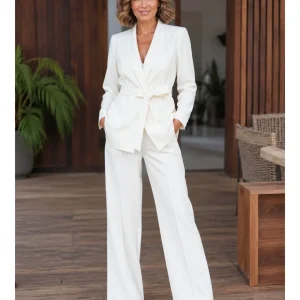 Conjunto Social Feminino Alfaiataria Blazer e Calça Flare | Bibi