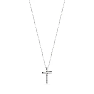Fio em Aço com Cruz cravejada de Zircónias Negras (49cm)