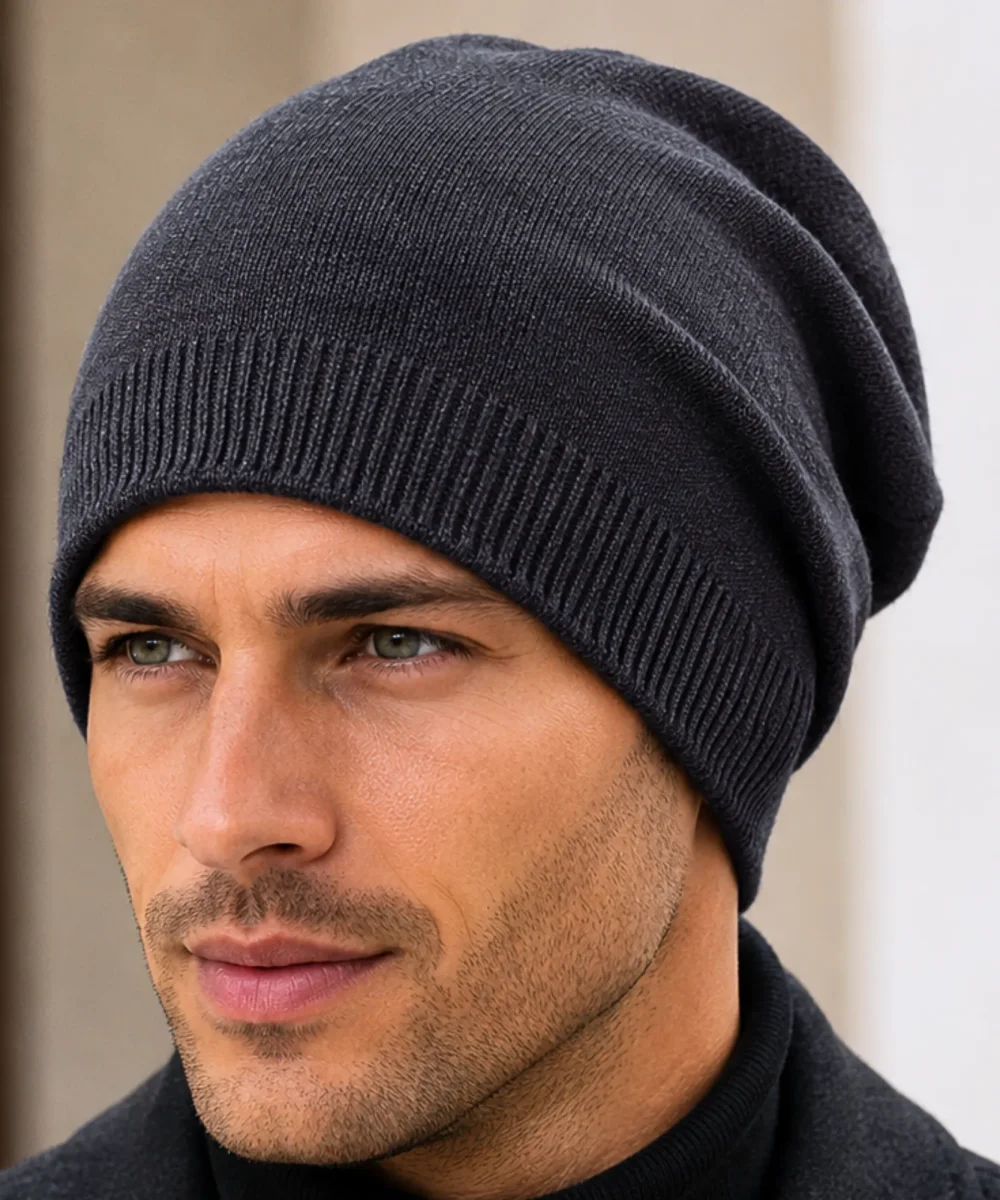 Gorro Masculino Tricô Canelado Liso Touca Inverno | Luca - Image 3