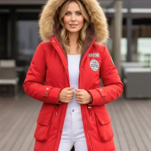 Parka Feminina com Capuz de Pelo e Forro Peluciado Elegante | Lune