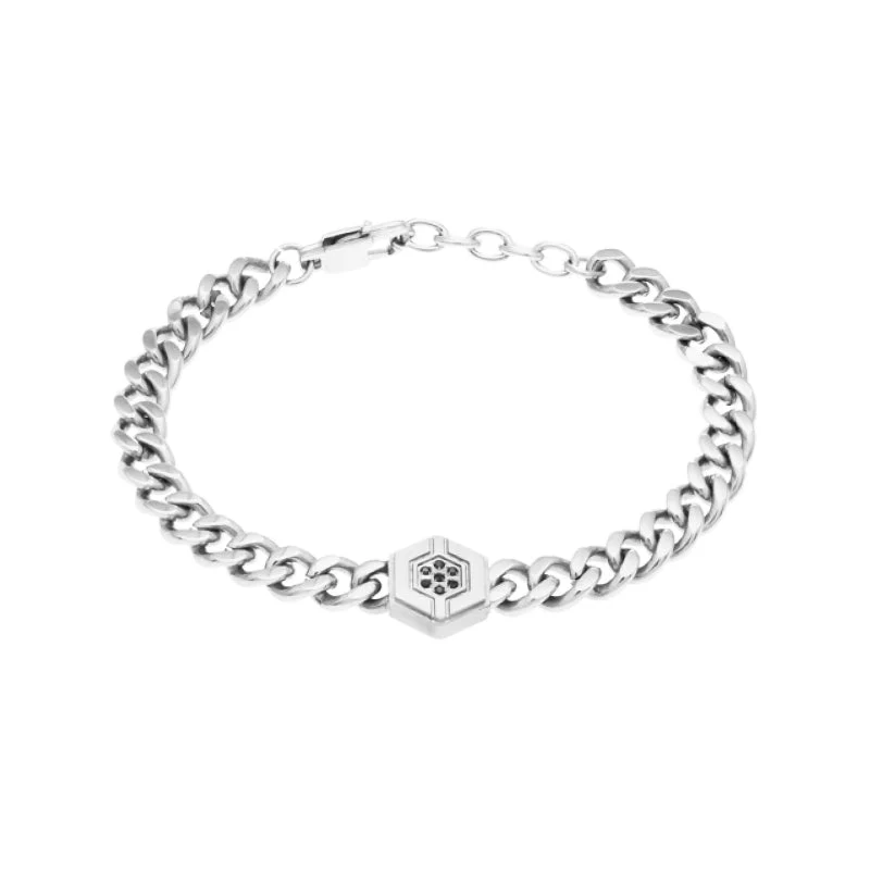 Pulseira Zephyr em Aço com Zircões Negros