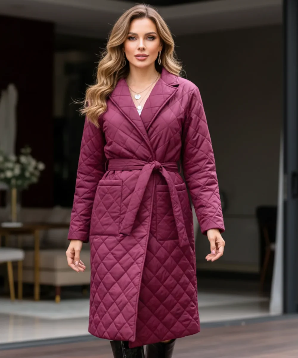 Sobretudo Feminino Matelassado com Cinto Elegante | Meliuz - Image 7