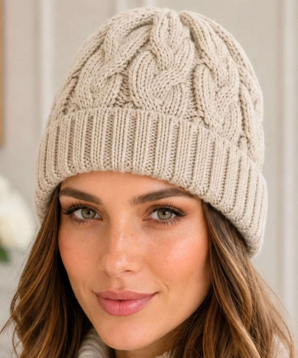 Touca Feminina Tricot Trançada Canelada Inverno | Bienna - Image 7