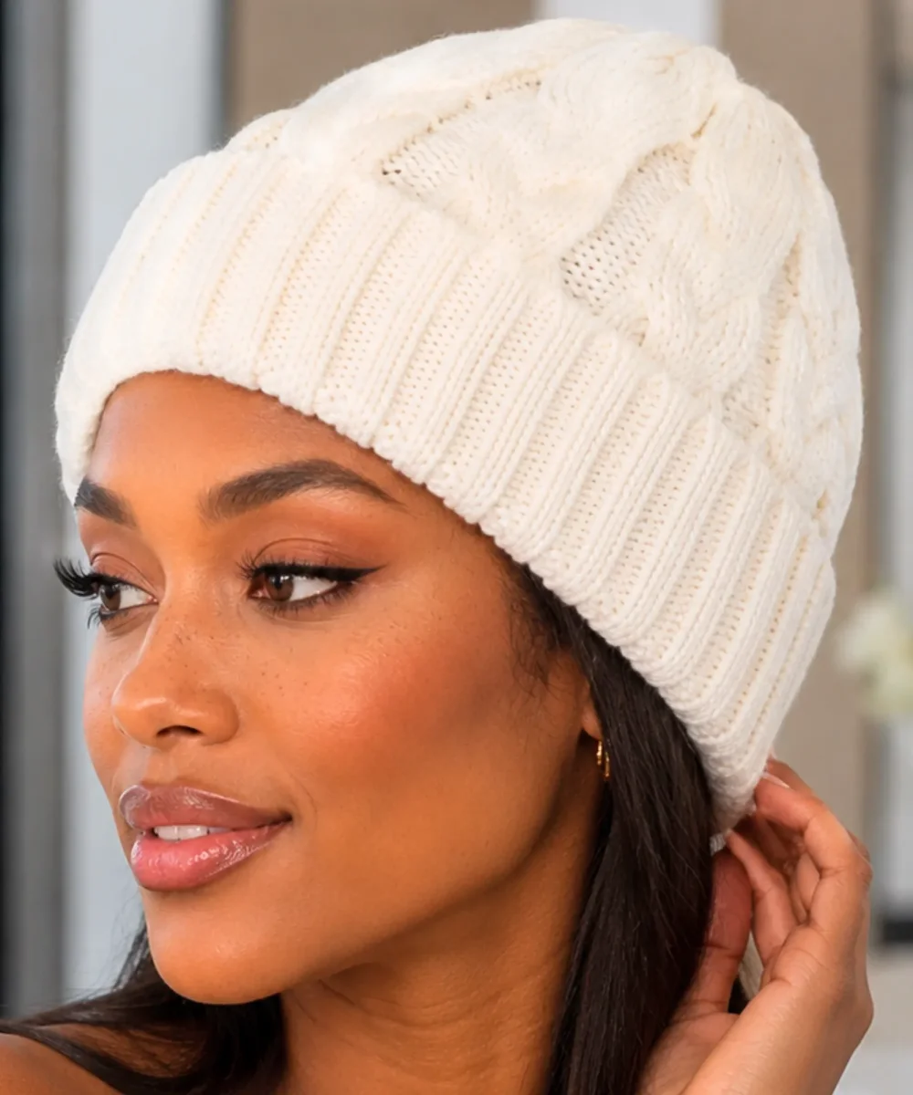 Touca Feminina Tricot Trançada Canelada Inverno | Bienna - Image 2